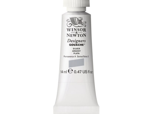 Gouache paint in tube - Winsor & Newton - Silver, 14 ml