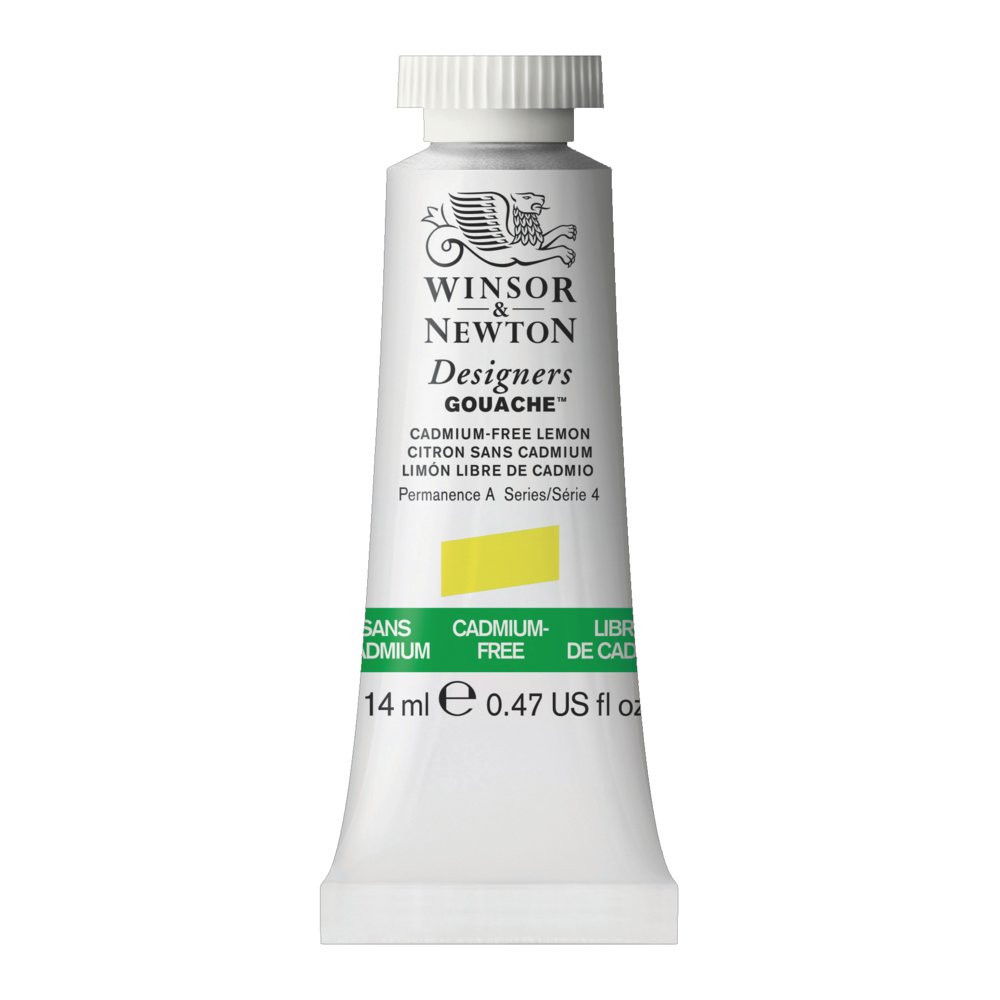 Gouache paint in tube - Winsor & Newton - Cadmium Free Lemon, 14 ml