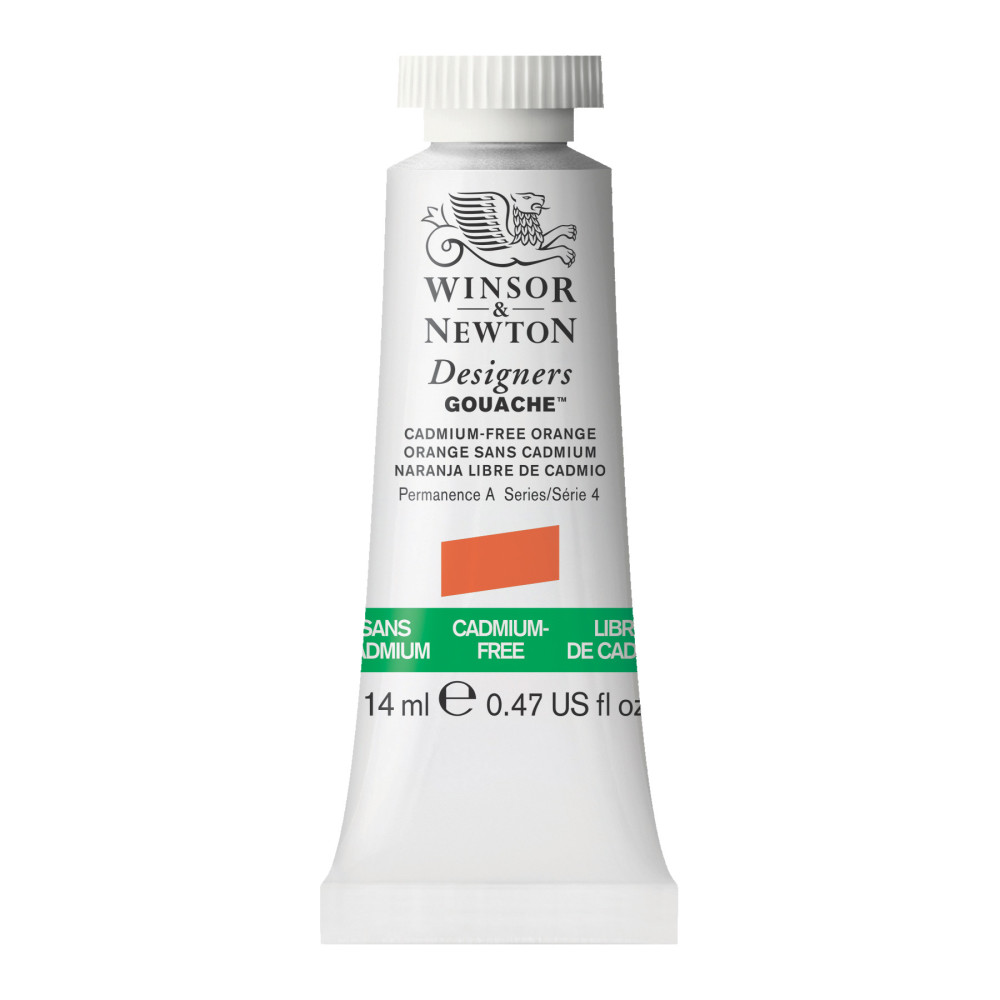Gouache paint in tube - Winsor & Newton - Cadmium Free Orange, 14 ml