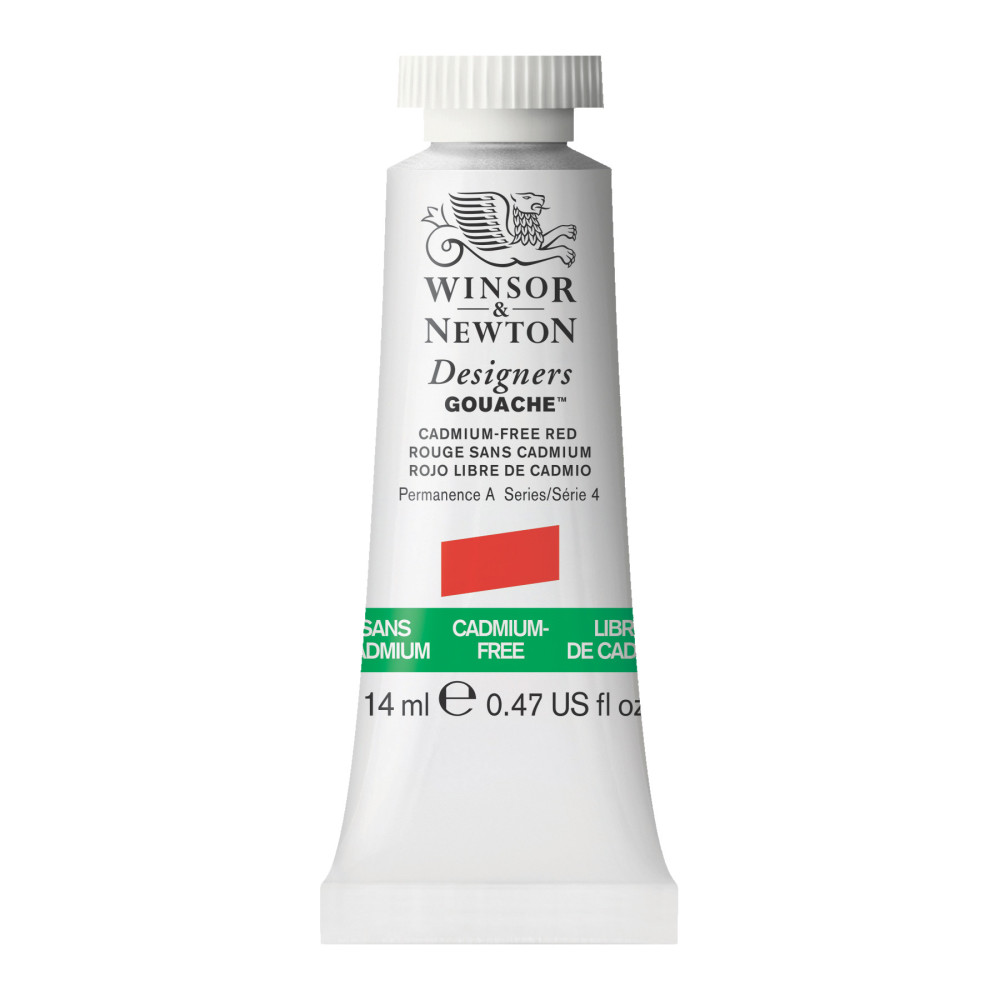 Gouache paint in tube - Winsor & Newton - Cadmium Free Red, 14 ml