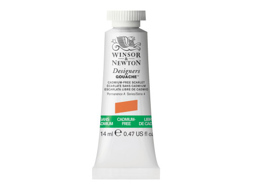 Gouache paint in tube - Winsor & Newton - Cadmium Free Scarlet, 14 ml