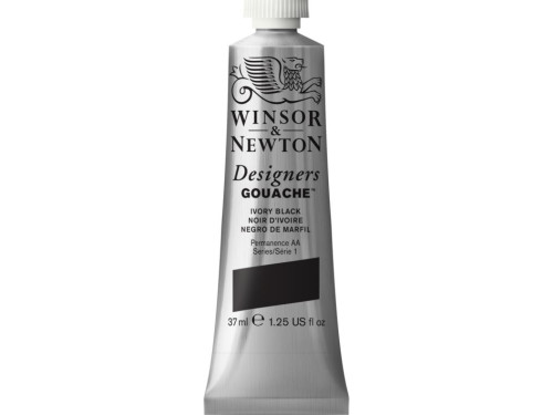 Farba gwasz Designers Gouache - Winsor & Newton - Ivory Black, 37 ml