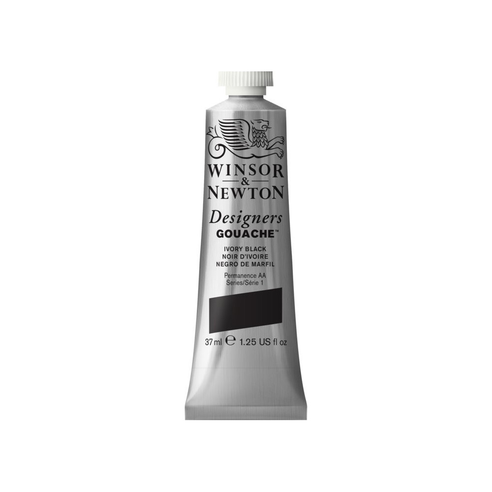 Gouache paint in tube - Winsor & Newton - Ivory Black, 37 ml