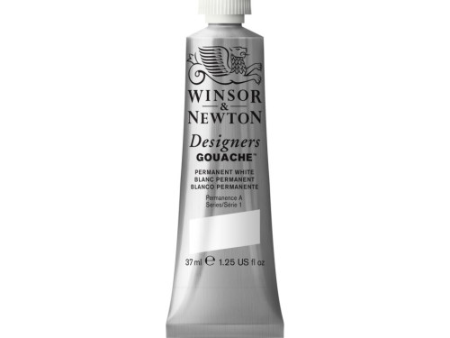 Gouache paint in tube - Winsor & Newton - Permanent White, 37 ml