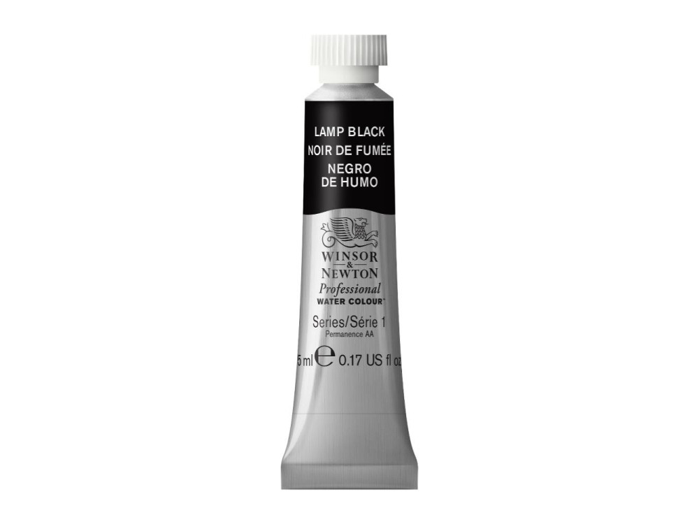 Watercolor paint Professional Watercolour - Winsor & Newton - Lamp Black, 5 ml