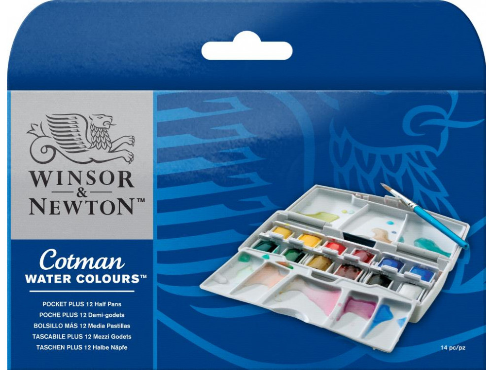 Zestaw farb akwarelowych Cotman Pocket Plus - Winsor & Newton - 12 kolorów