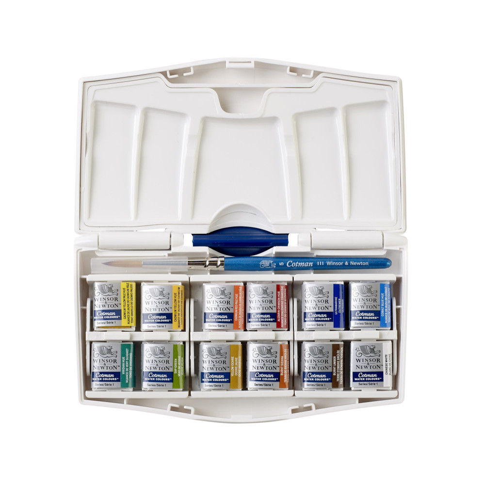 Zestaw farb akwarelowych Cotman Pocket Plus - Winsor & Newton - 12 kolorów
