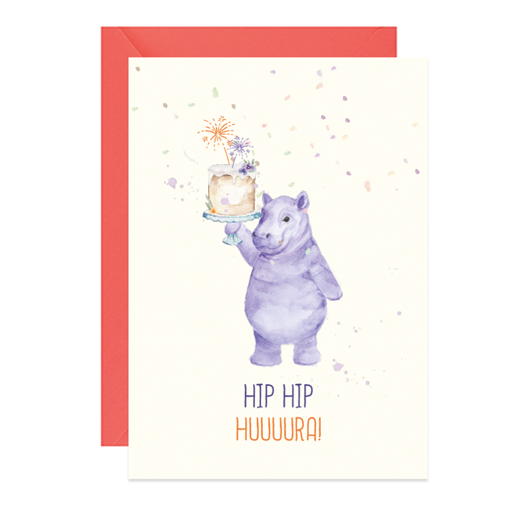 Greeting card A6 - Paperwords - Hip hip hurra