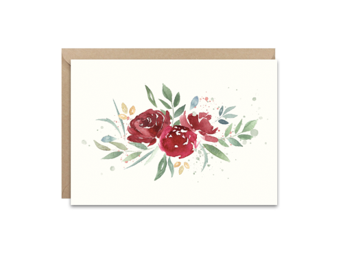 Kartka okolicznościowa A6 - Paperwords - Kwiaty bordo