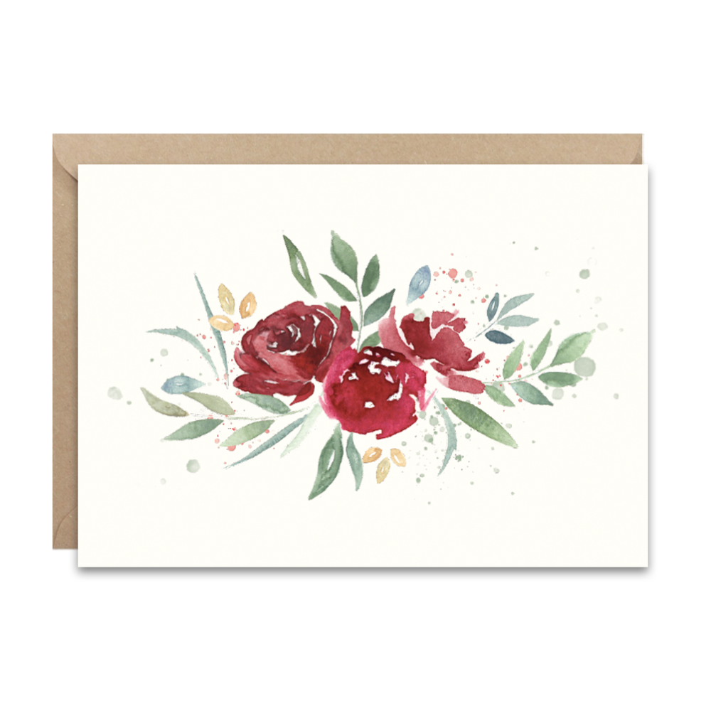 Greeting card A6 - Paperwords - Bordeaux flowers