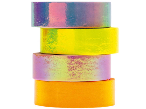 Set of washi tape - Paper Poetry - Iridescent Pastel, 15 mm x 5 m, 4 pcs.
