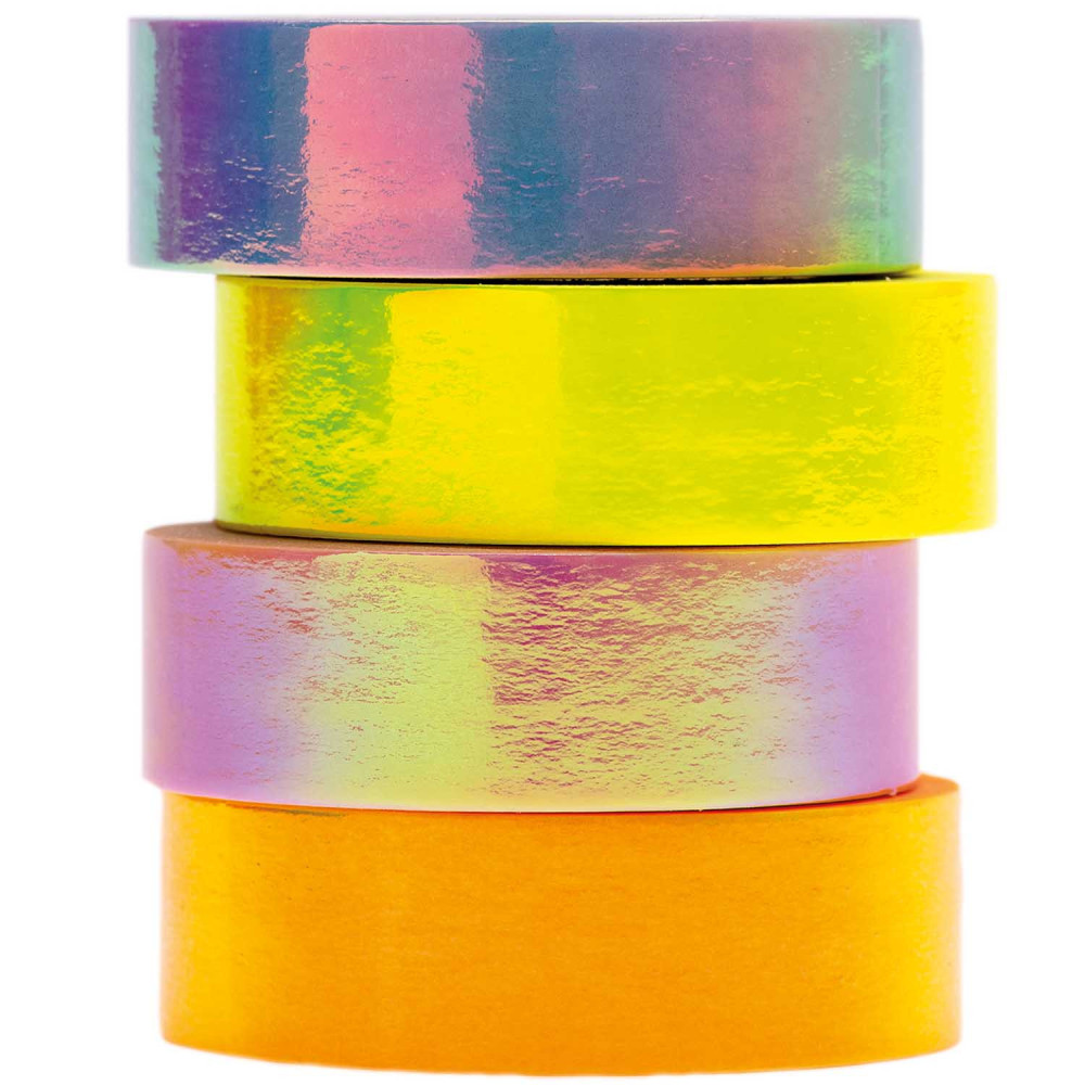 Set of washi tape - Paper Poetry - Iridescent Pastel, 15 mm x 5 m, 4 pcs.