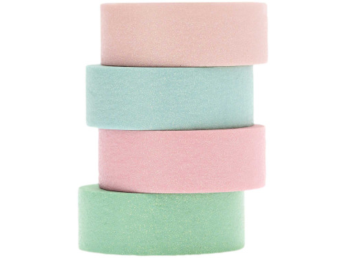 Set of washi tape - Paper Poetry - Glitter Pastel, 15 mm x 5 m, 4 pcs.
