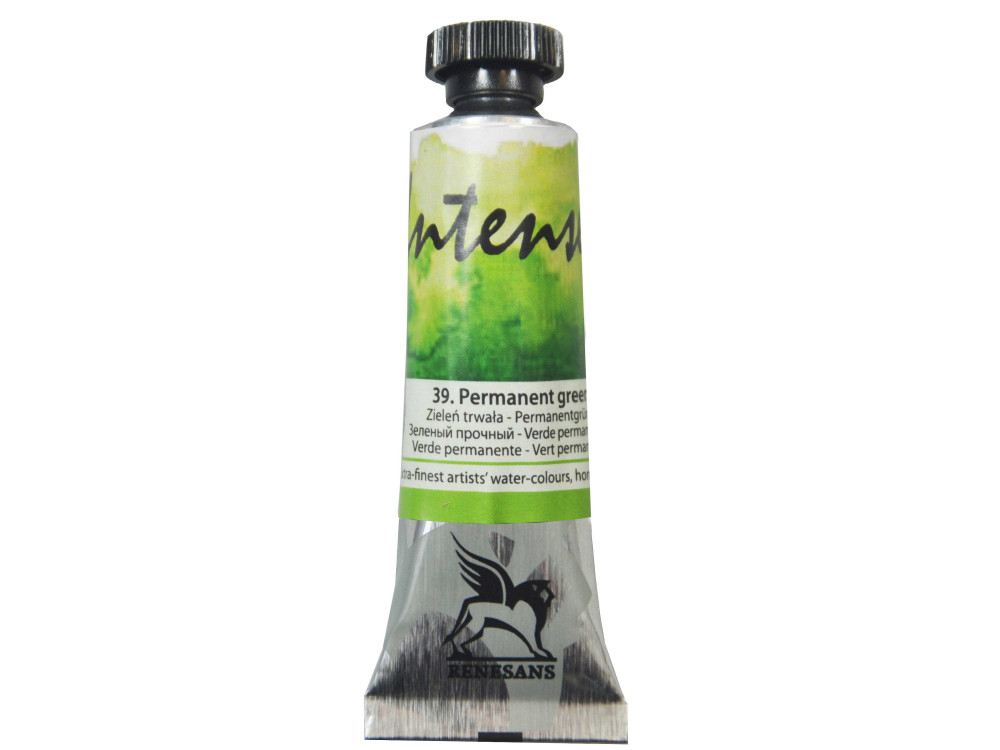 Watercolor paint Intense - Renesans - 39, permanent green, 15 ml