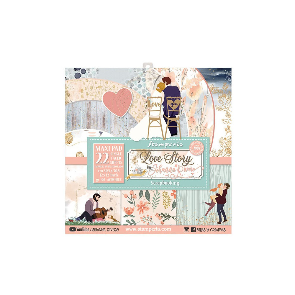 Block of scrapbooking papers 30 x 30 cm - Stamperia - Love Story