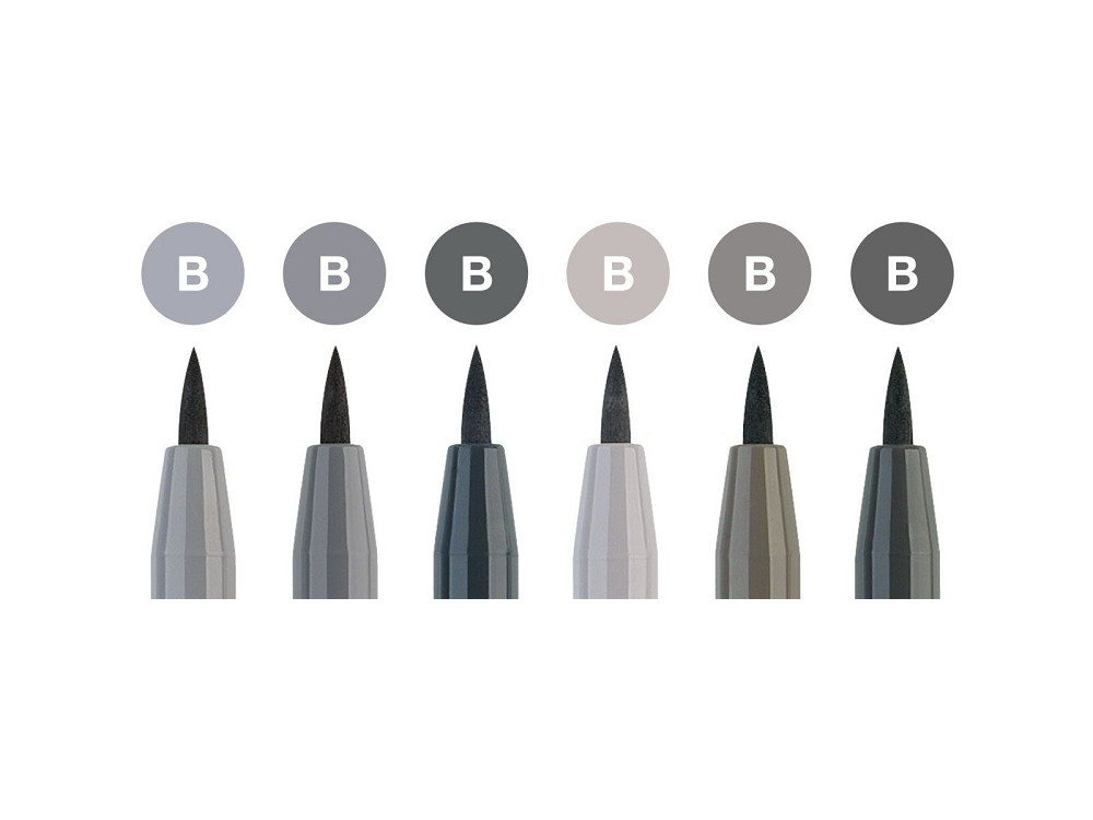Faber Castell Pitt Artist Brush Pens Shades Of Grey 6 Pen Set FC167104 
