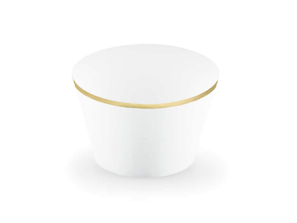 Muffin wrappers - white and gold, 6 pcs.