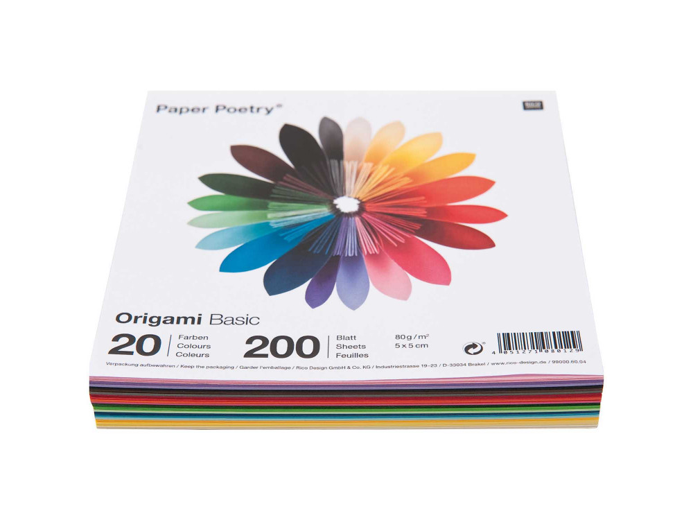 Origami paper Basic - Paper Poetry - square, 5 x 5 cm, 200 sheets