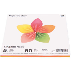 Papier origami Neon - Paper Poetry - kwadratowy, 15 x 15 cm, 50 ark.
