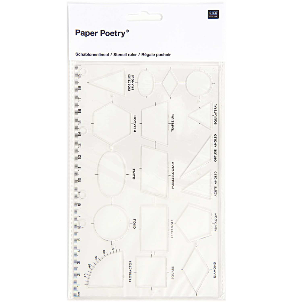 Szablon do rysowania - Paper Poetry - geometria, 12,5 x 20 cm