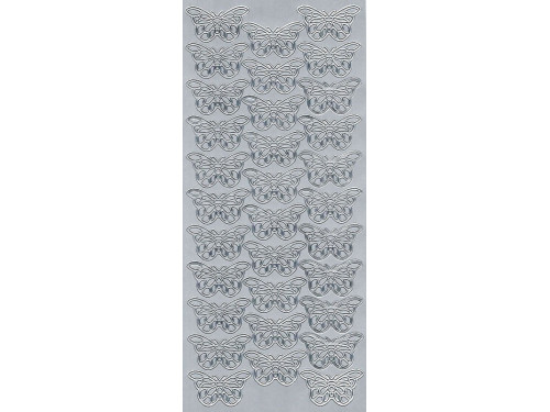 Stickersy, naklejki ażurowe - Motyle, srebrne