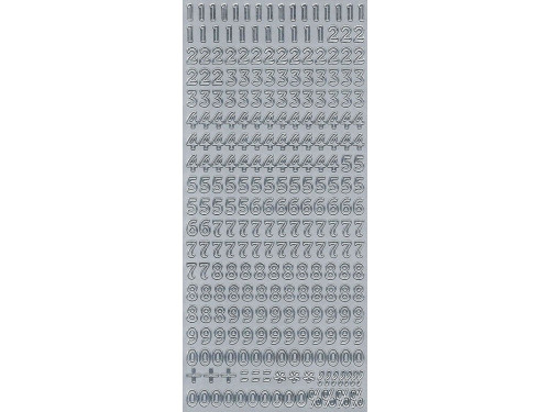 Stickersy, naklejki ażurowe - Cyfry, srebrne