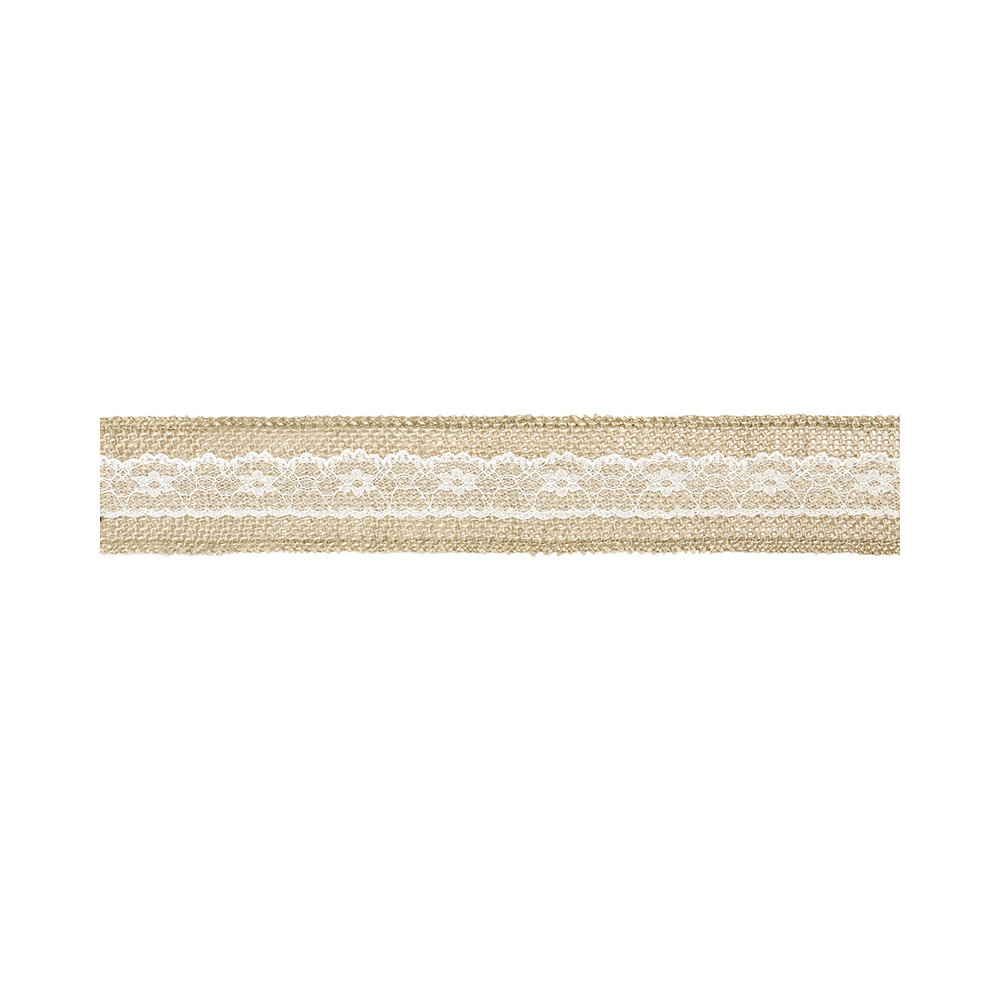 Jute tape with lace - 5 cm x 5 m