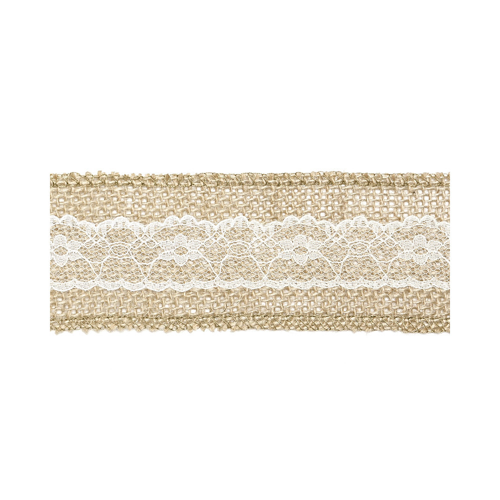 Jute tape with lace - 5 cm x 5 m
