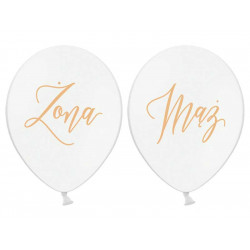 Husband and Wife balloons - white, 30 cm, 6 pcs.