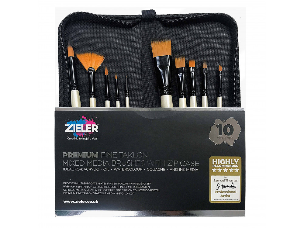 Set of brushes Premium Brush with zip case - Zieler - 10 pcs.