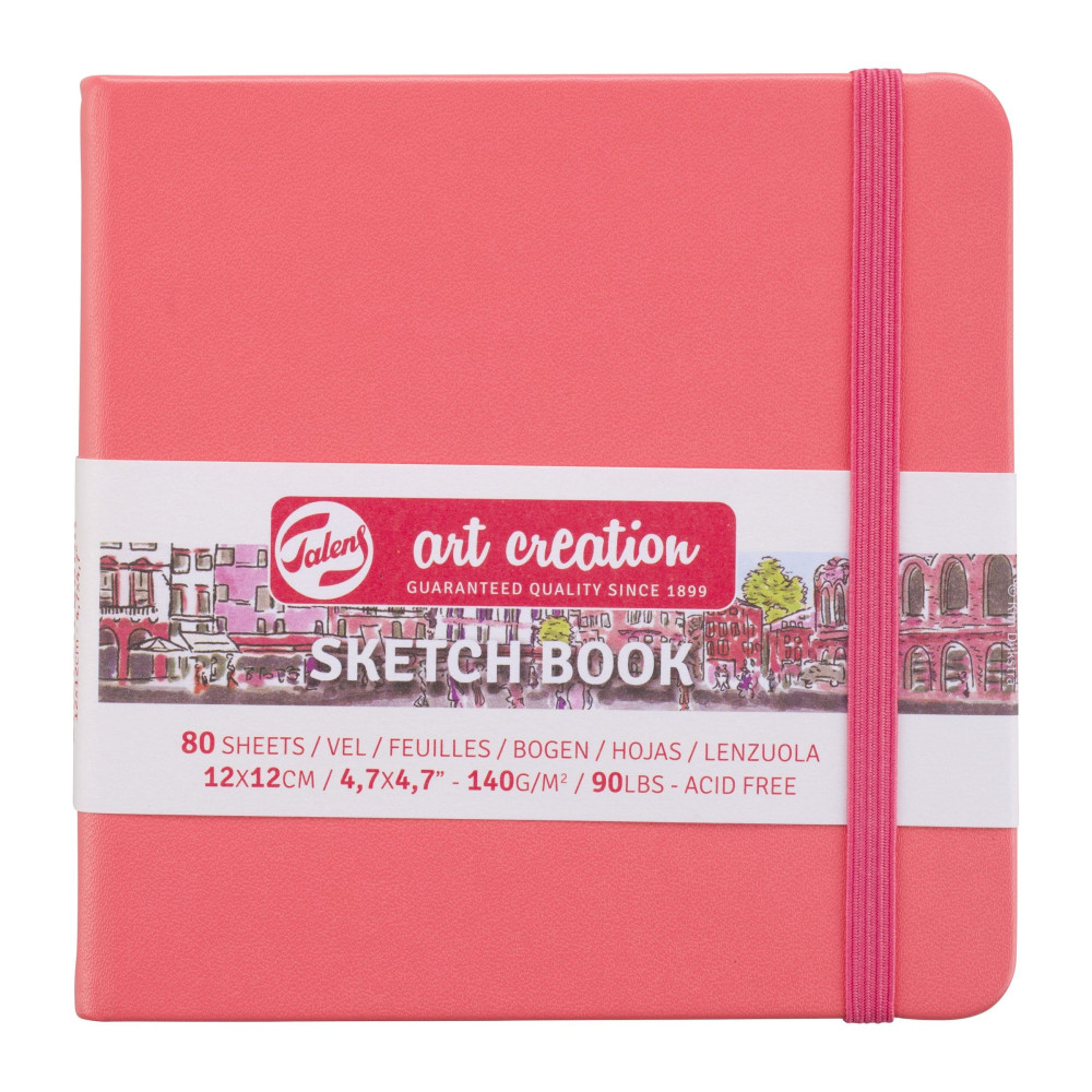 Sketch Book 12 x 12 cm - Talens Art Creation - Coral Red, 140g, 80 sheets