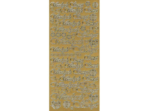 Stickersy, naklejki ażurowe - Wesołych Świąt, złote