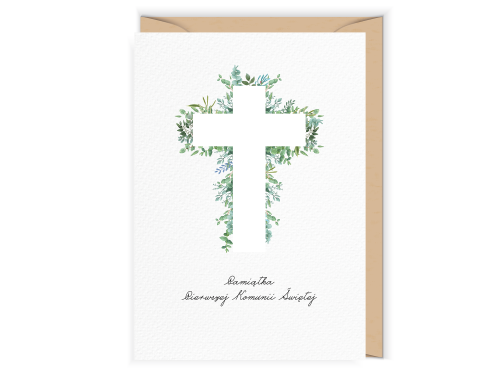 Greeting card - Cudowianki - I Komunia Święta Eukaliptus, 12 x 17 cm