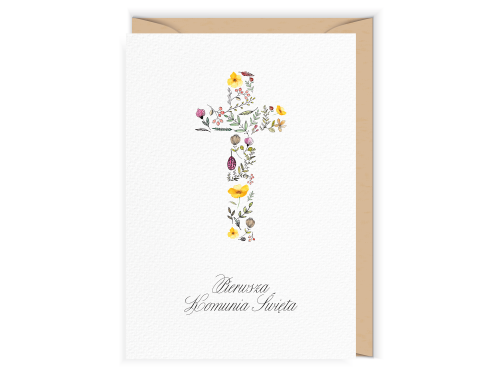 Greeting card - Cudowianki - I Komunia Święta Kwiaty, 12 x 17 cm