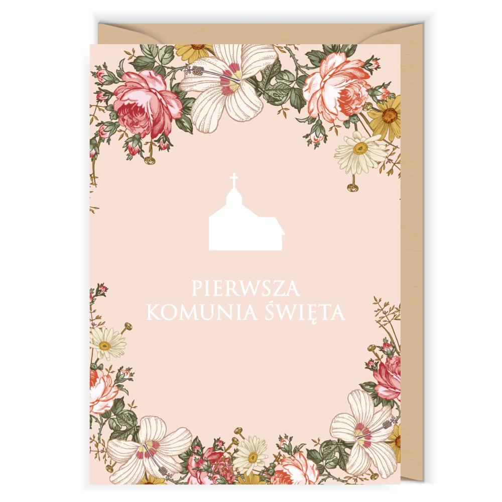 Greeting card - Cudowianki - I Komunia Święta Brzoskwiniowa, 12 x 17 cm