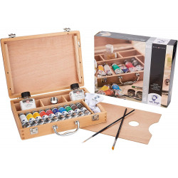 Set of Oil Colour paints in tubes and accessories in wooden box - Van Gogh