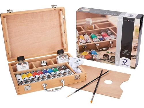Set of Oil Colour paints in tubes and accessories in wooden box - Van Gogh