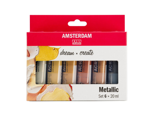 Zestaw farb akrylowych w tubkach - Amsterdam - Metallic, 6 kolorów x 20 ml