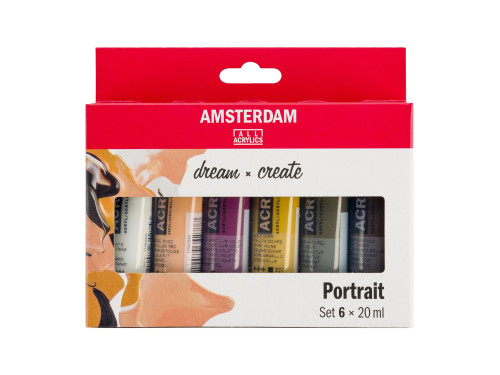 Set of acrylic paints in tubes - Amsterdam - Portrait, 6 colors x 20 ml