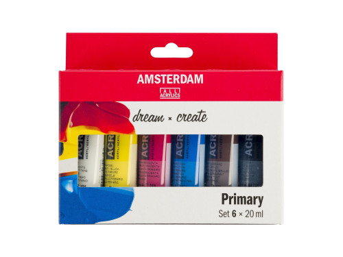 Set of acrylic paints in tubes - Amsterdam - Primary, 6 colors x 20 ml
