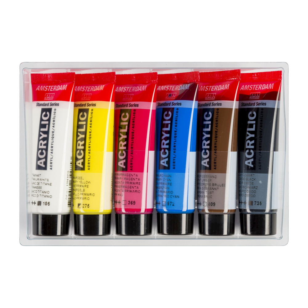 Set of acrylic paints in tubes - Amsterdam - Primary, 6 colors x 20 ml