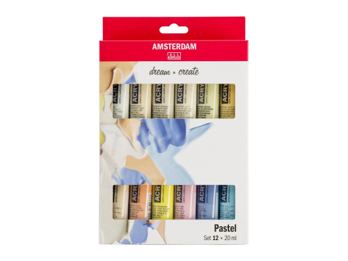 Zestaw farb akrylowych w tubkach - Amsterdam - Pastel, 12 kolorów x 20 ml