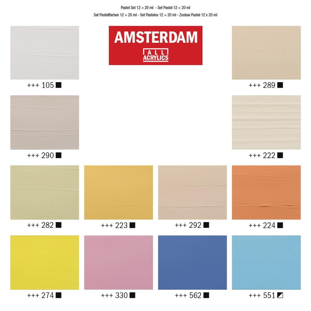 Zestaw farb akrylowych w tubkach - Amsterdam - Pastel, 12 kolorów x 20 ml