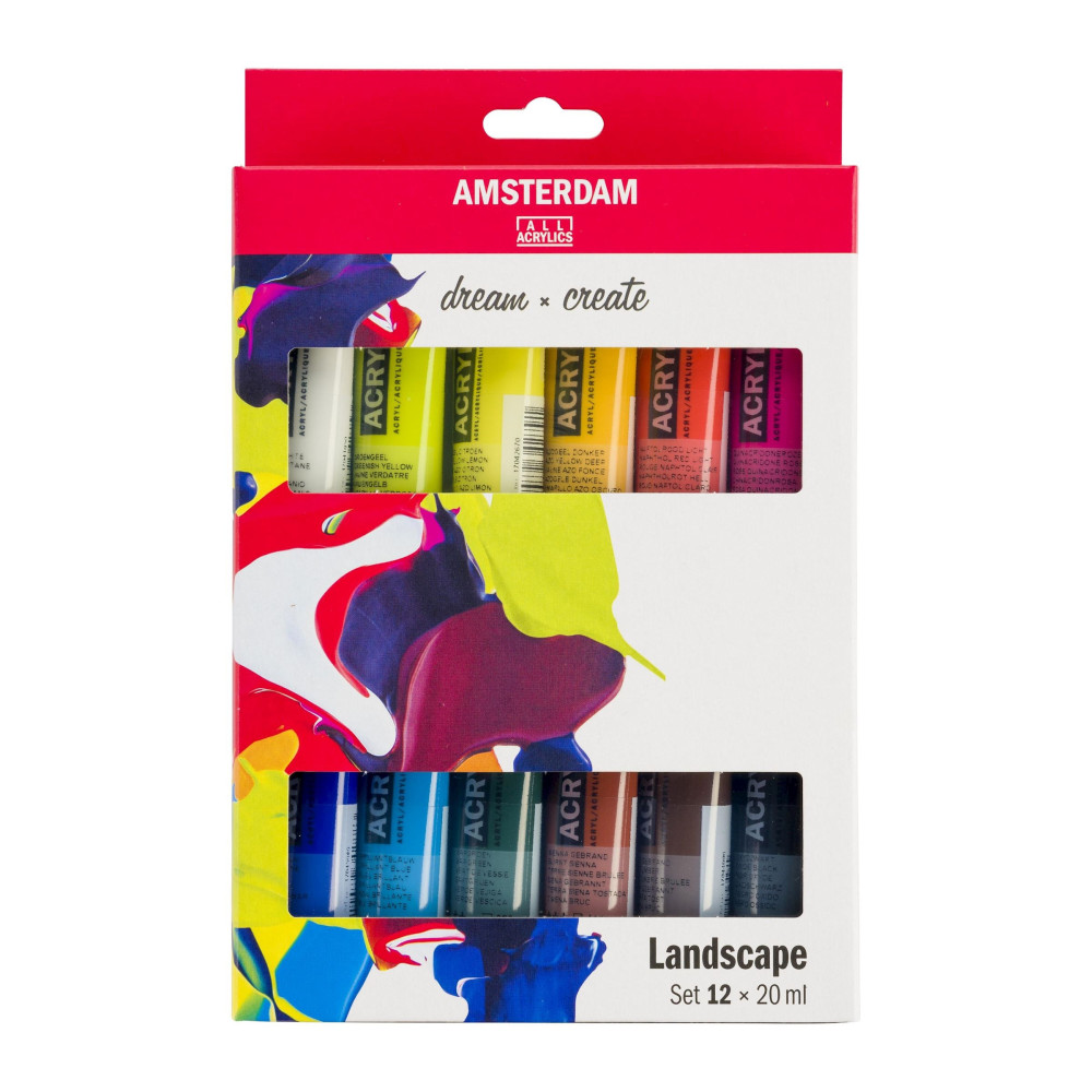 Zestaw farb akrylowych w tubkach - Amsterdam - Landscape, 12 kolorów x 20 ml