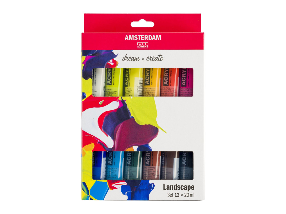 Zestaw farb akrylowych w tubkach - Amsterdam - Landscape, 12 kolorów x 20 ml