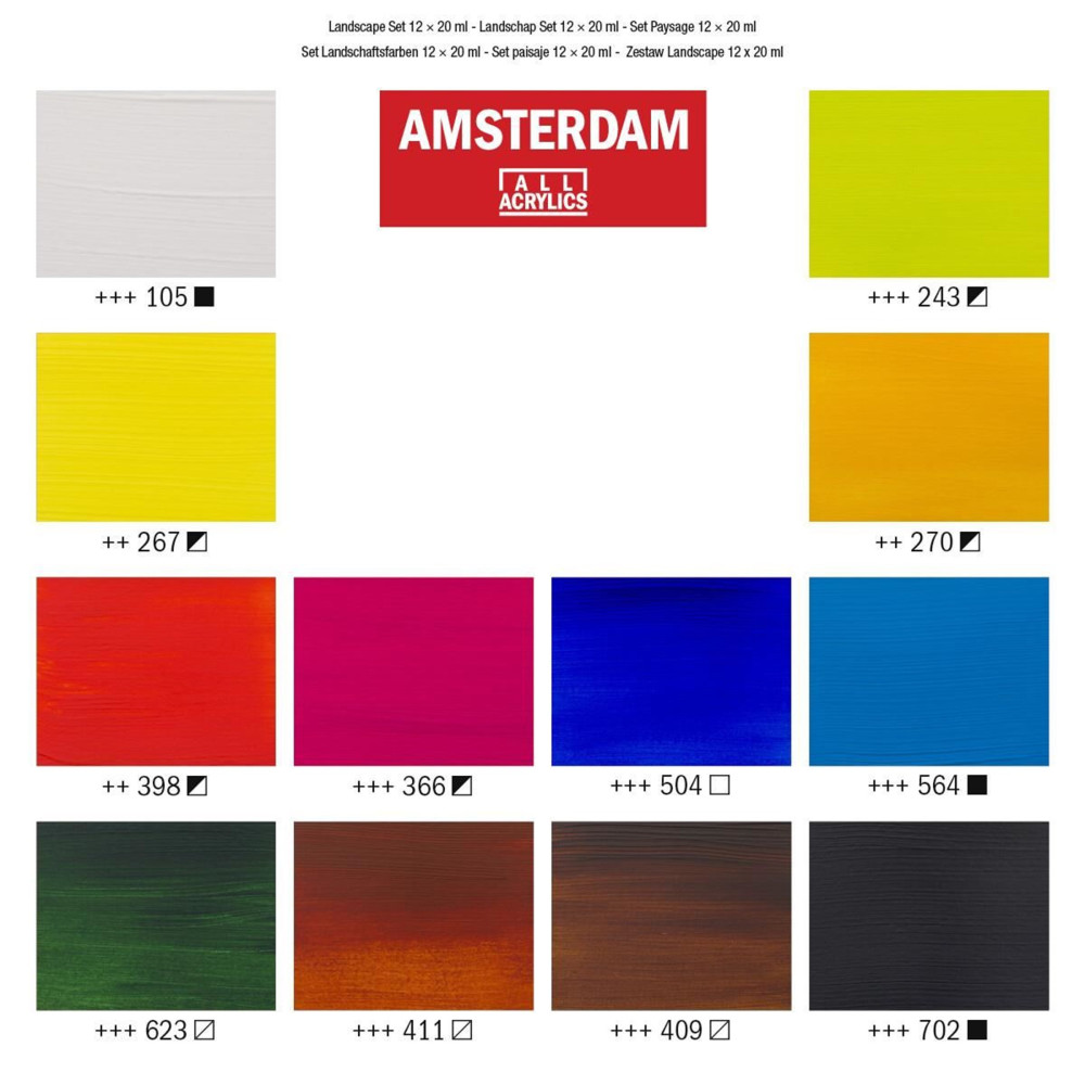 Set of acrylic paints in tubes - Amsterdam - Landscape, 12 colors x 20 ml