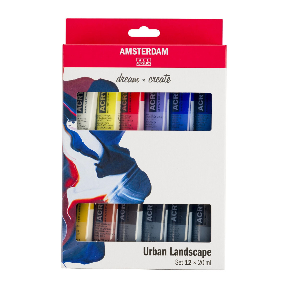 Zestaw farb akrylowych w tubkach - Amsterdam - Urban Land, 12 kolorów x 20 ml