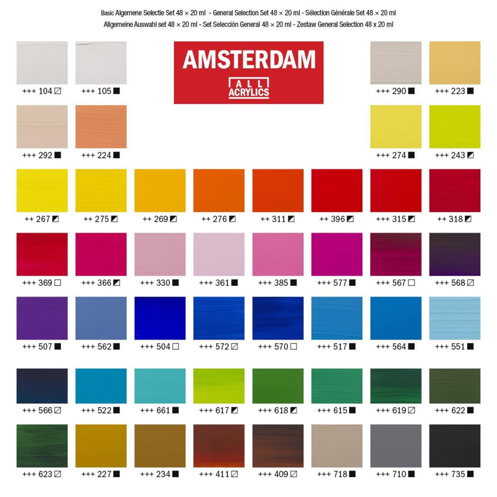 Set of acrylic paints in tubes - Amsterdam - 48 colors x 20 ml