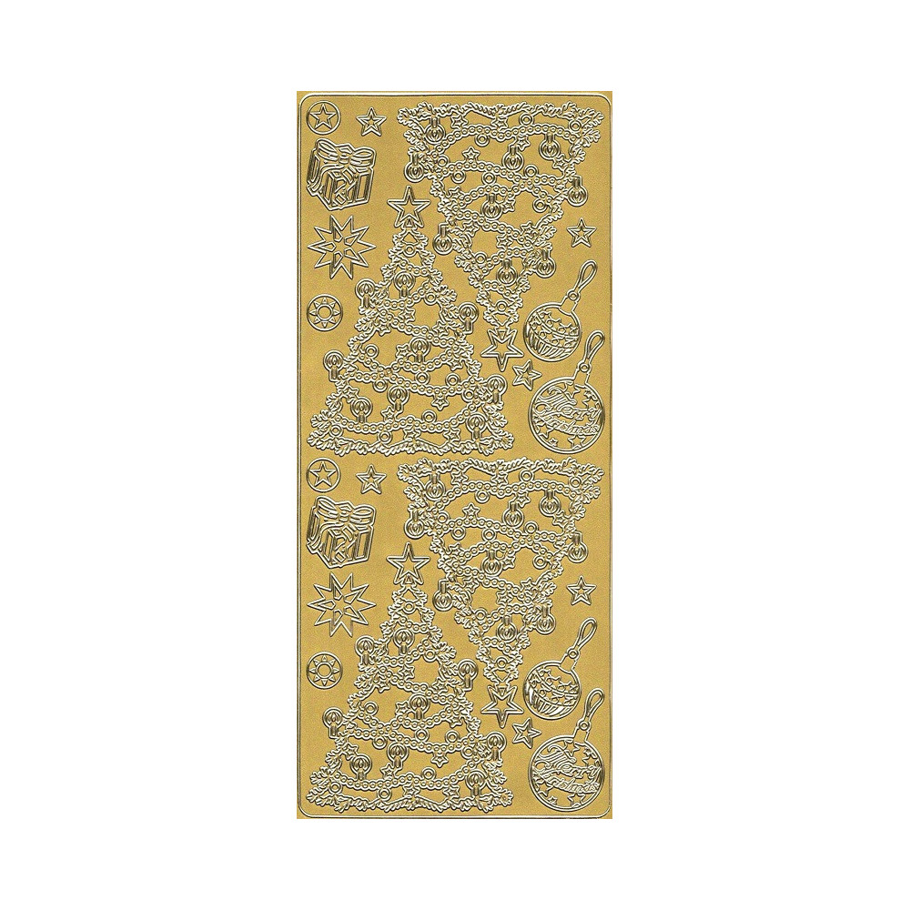 Stickersy, naklejki ażurowe - Choinki, złote