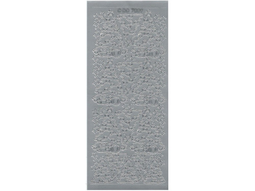 Stickersy, naklejki ażurowe - Choinki, srebrne